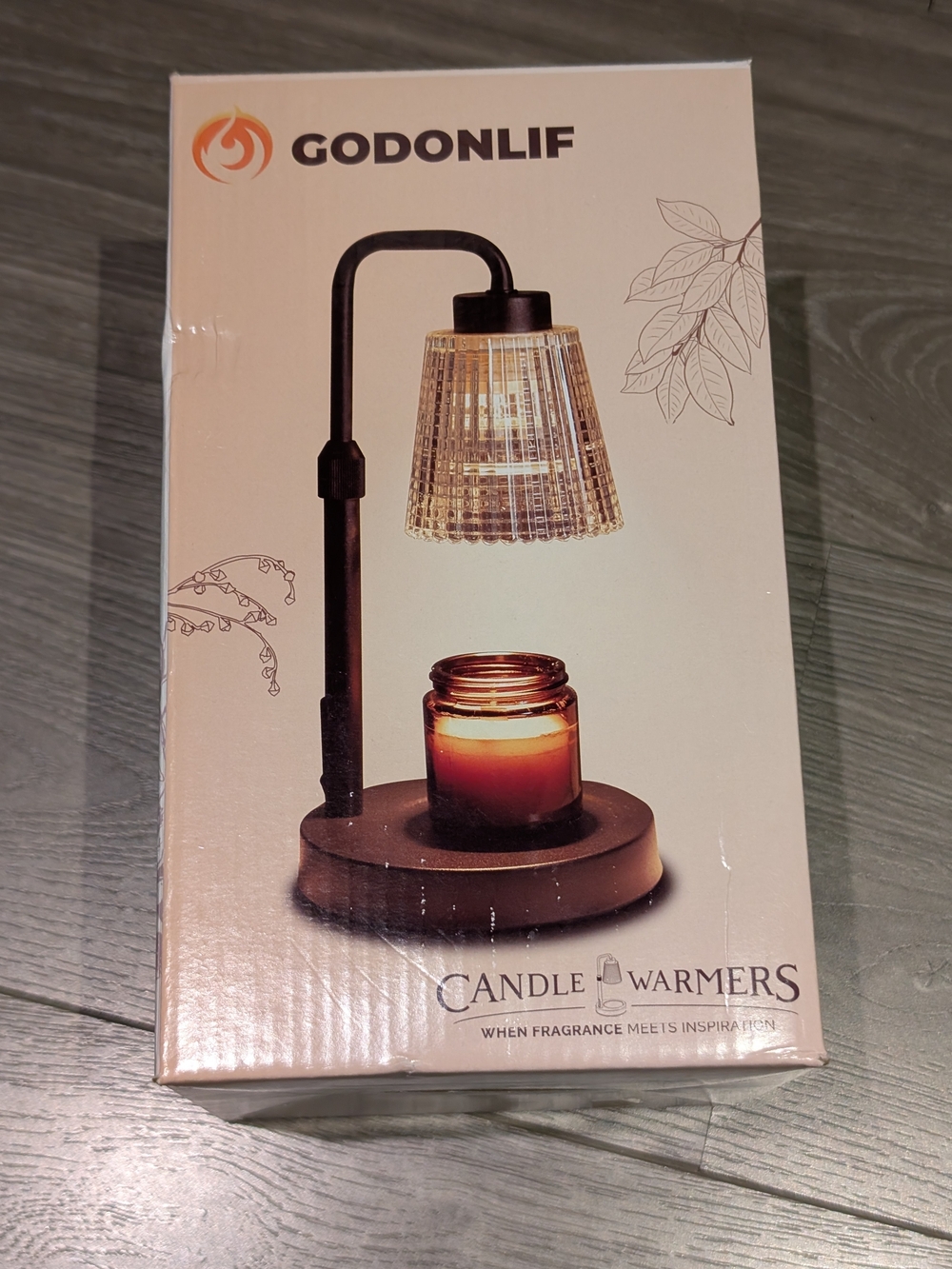 Black Candle Warmer Lamp with Brown Glass Shade